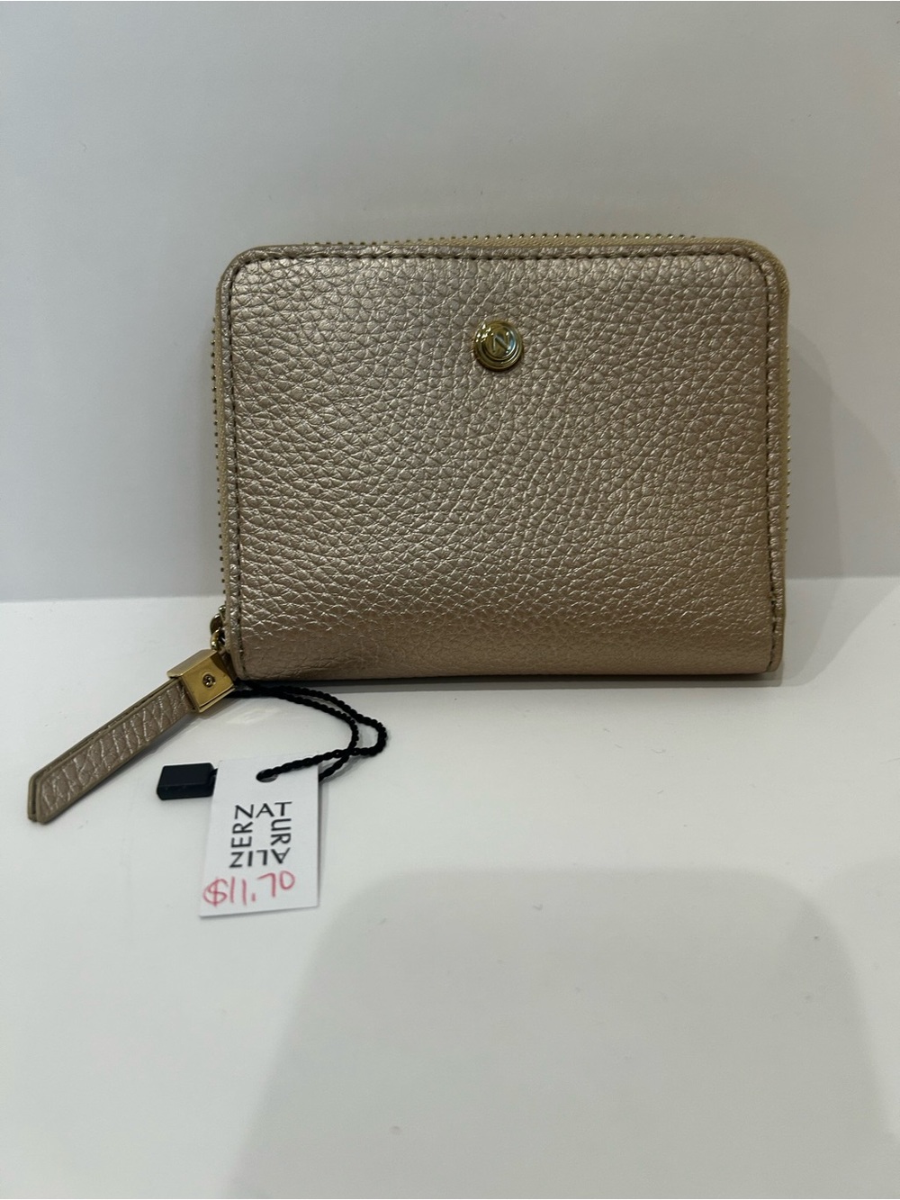 Naturalizer Metallic Champagne Leather Zip Wallet